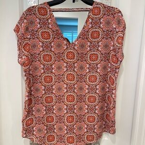 DR2 Red and Orange Patterned Blouse